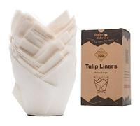 Caissette Muffins Papier Tulipe Grand,100 Pièces,Anti-Adhésif,Caissette Muffins Blanc,pour Fêtes & Noël,Grande Taille