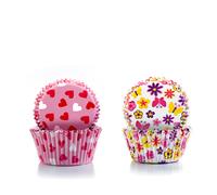 Caissettes à cupcakes cœurs et fleurs 100 pièces Ibili