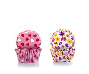 Caissettes à cupcakes cœurs et fleurs 100 pièces Ibili