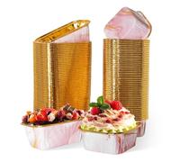 Caissettes à Cupcakes et à Muffins en Papier avec Feuille d’Aluminium, Lot de 100, Rose, Moules de Cuisson Rigides pour Muffins, Desserts et Snacks