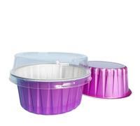 Caissettes à cupcakes, Tasses de cuisson en papier d'aluminium 50 pièces 5oz avec couvercles multicolores(Purple)