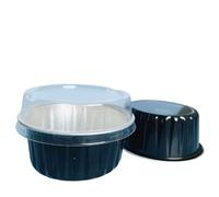 Caissettes à cupcakes, Tasses de cuisson en papier d'aluminium 50 pièces 5oz avec couvercles multicolores(Deep Black)