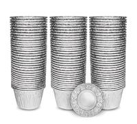 Caissettes Cupcake - 100 Pack Moule a Tarte en Réutilisables et Jetables 200ml - Moule Cupcake en pour Airfryer - Papier Aluminium Alimentaire pour Plats et Cuisson de Muffins, Tarte et Pudding