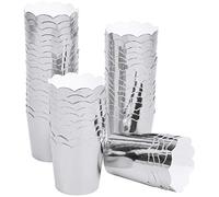 Caissettes de Cupcakes en Papier 50 Pièces Caissette Muffins Papier Antiadhésif Tasses de Papier de Cuisson pour Les Mariages, Anniversaires, Fêtes et Autres Célébrations 45 * 50 mm (Argent)