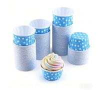 Caissettes Mini Cupcakes 100 Pièces, Moules en Papier Antiadhésif 3cm pour Pâtisserie, Qualité Alimentaire pour Four Traditionnel, Idéal Mariage Noël et Fêtes, Bleu