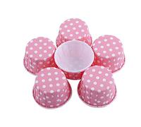 Caissettes Papier Couleur, 100 Pièces à Gâteau de Papier 7 Couleurs(Point d'onde rose)