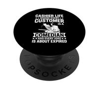 Caissier Life Where Every Customer is A Comedian and Every Jo PopSockets PopGrip Adhésif