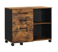 Caisson 3 tiroirs meuble rangement bureau avec compartiments ouverts sideboard pour format a4 documents support