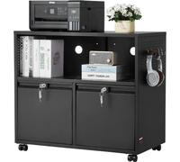 Caisson à roulettes Armoire mobile - avec 2 tiroirs et serrure latérale - solution de rangement pour le bureau