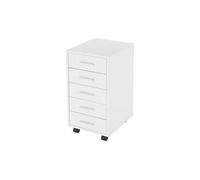 ML-Design Caisson à 5 Tiroir avec Roulettes - Blanc - 33x38x63,5 cm Panneau de Particules Mélaminées - Meuble Chariot de Rangement