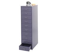Mendler Caisson à roulettes Boston T851 – Armoire en acier 10 tiroirs 110x28x41 cm gris foncé