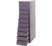 Mendler Caisson à roulettes Boston T851 – Armoire en acier 10 tiroirs 110x28x41 cm gris foncé