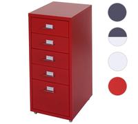 Mendler Caisson à roulettes Boston T851 – 5 tiroirs 69x28x44 cm en acier – Rouge