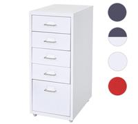 Caisson à roulettes Boston T851, armoire à tiroirs, 69x28x41cm 5 tiroirs ~ gris foncé blanc -gris fo