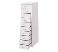 Caisson à roulettes Boston T851 - Armoire à tiroirs en acier - 110x28x41cm - 10 tiroirs - Blanc