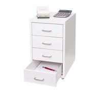 Mendler Caisson à roulettes Boston T851 48 x 28 x 41 cm 4 tiroirs Blanc