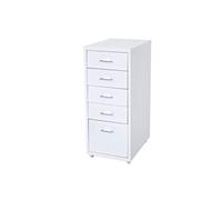 Caisson à roulettes Boston T851, placard à tiroirs en acier, 69x28x44cm 5 tiroirs blanc