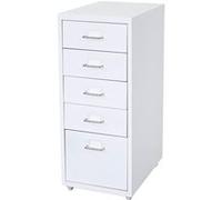 Caisson à roulettes Boston T851, placard à tiroirs en acier, 69x28x44cm 5 tiroirs blanc