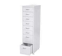 Caisson À Roulettes Boston T851, Placard À Tiroirs En Acier, 109x28x44 Cm 8 Tiroirs Blanc Multicolore