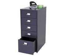 Caisson à roulettes Boston T851, placard à tiroirs en acier, 69x28x44cm 5 tiroirs gris foncé