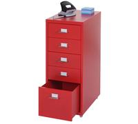 Caisson à roulettes Boston T851, placard à tiroirs en acier, 69x28x44cm 5 tiroirs rouge