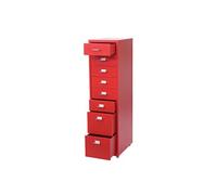 Caisson À Roulettes Boston T851, Placard En Acier, 109x28x44cm 8 Tiroirs Rouge Multicolore