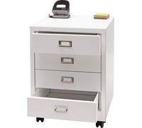 Mendler Caisson à roulettes HWC-L49, Armoire à tiroirs Acier Armoire à dossiers, métal 55x40x41cm 4 tiroirs - Blanc