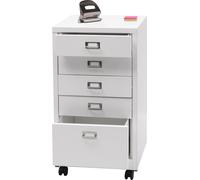 Caisson À Roulettes Hwc-L49, Armoire À Tiroirs Acier Armoire À Dossiers, Métal 75x40x41cm 5 Tiroirs Blanc Multicolore