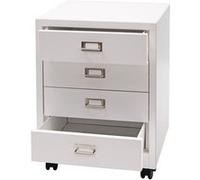 Caisson À Roulettes Hwc-L49, Armoire À Tiroirs Acier Armoire À Dossiers, Métal 55x40x41cm 4 Tiroirs Blanc Multicolore