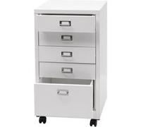 Mendler Caisson à roulettes HWC-L49, Armoire à tiroirs Acier Armoire à dossiers, métal 75x40x41cm 5 tiroirs - Blanc