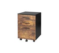 Relaxdays Caisson à roulettes avec 3 tiroirs, pour dossiers Suspendus, 57,5x40x40 cm, Noir/Bois