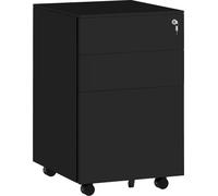 Caisson à roulettes Vinsetto Armoire à dossiers avec 3 tiroirs, armoire de bureau avec serrure, armoire basse avec dossiers suspendus, caisson de bureau au format A4, noir
