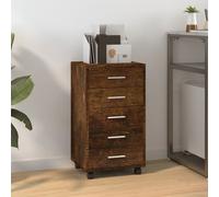 Caisson à Tiroir de Bureau avec Roulettes et 5 Tiroirs Armoire Blanc vidaXL