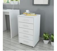 Caisson à tiroir de bureau - VIDAXL - Blanc - 5 tiroirs - 4 roulettes - Design contemporain