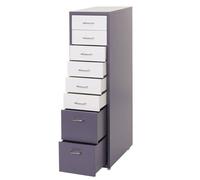 Caisson a tiroirs sur roulettes rangement bureau 8 tiroirs 110x28x41cm en acier gris fonce blanc noir gris fonce 04_0004359