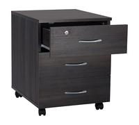 Caisson bois Cubo 3 tiroirs noir