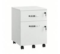 VASAGLE Caisson de Bureau à roulettes, Verrouillable, avec 2 Tiroirs, 5 roulettes, Barre de Suspension Réglables, pour Dossiers Suspendus au Format A4, Blanc Nuage LCD22WV1