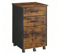 Caisson Bureau, Avec 2 Tiroirs En Tissu, 1 Tiroir En Bois, Avec Roulettes, 43 X 42 X 67,5 Cm Marron