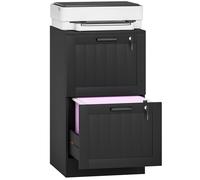 HOMCOM Caisson bureau avec 2 tiroirs et serrures, meuble rangement bureau avec barres de suspension réglables pour documents, caisson de rangement compact pour travail ou chambre, 40x40x71cm, noir