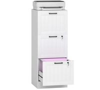 Caisson bureau - HOMCOM - 3 tiroirs et serrures - barres de suspension réglables pour documents - MDF - 40 x 40 x 101 cm - blanc