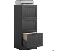 Caisson bureau - HOMCOM - 3 tiroirs et serrures - barres de suspension réglables pour dossiers A4 et lettre - 40 x 40 x 101 cm noir