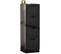 HOMCOM Caisson bureau avec 4 tiroirs et serrures, meuble rangement bureau avec barres de suspension réglables pour documents, caisson de rangement compact pour travail ou chambre, 40x40x131cm, noir