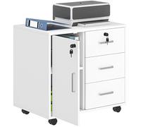 Caisson bureau - HOMCOM - verrouillable - 3 tiroirs et étagère réglable, roulettes - dim. 40 x 60 x 56 cm - blanc