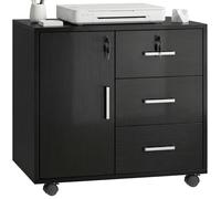 HOMCOM Caisson Bureau Verrouillable avec 3 Tiroirs 40 x 60 x 56 cm Noir