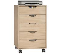 HOMCOM Caisson Bureau Mobile avec 5 Tiroirs Compact 40 x 40 x 67 cm Chêne