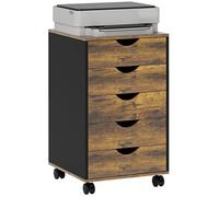 HOMCOM Caisson Bureau Mobile avec 5 Tiroirs Compact 40 x 40 x 67 cm Marron
