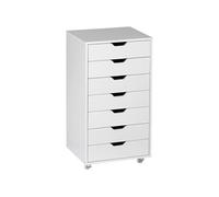 Caisson bureau - rangement bureau 7 tiroirs - dim. 47,5L x 39,5l x 90H cm - blanc