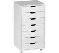 Vinsetto – Caisson de rangement de bureau mobile 7 tiroirs sur roulettes, blanc 47,5×39,5×90 cm