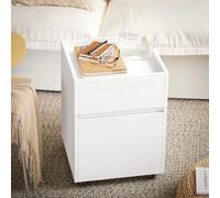 Caisson Bureau Sur Roulettes Effet Bois Blanc Blanc