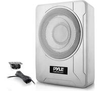 Caisson De Basse Voiture/Marine 20 Cm - Subwoofer Actif Amplifié 600W À Profil Bas Sous Siège, Avec Amplificateur Intégré, Subwoofer Alimenté Avec Entrées Niveau Bas Et Haut, Argenté